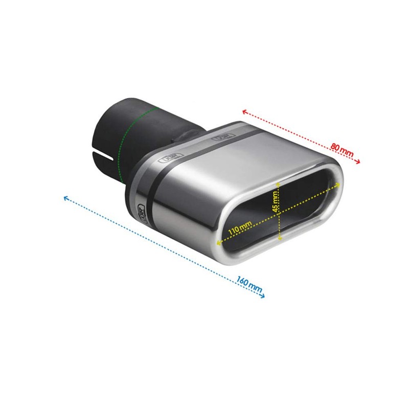 Ulter Sport Exhaust finisher - Oval 110x45mm - Length 80mm