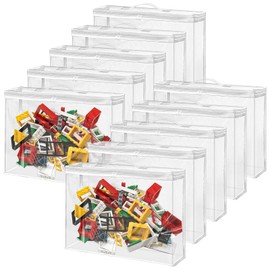 10PCS Clear Zippered Organizers, 15.7x11.8x4 Inch Clear Storage Bags PVC Organizing Bags with Zipper for Building Blocks Puzzles