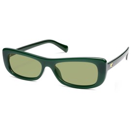 VANLINKER Retro Rectangle Polarized Sunglasses for Women Men Small Narrow 90s Vintage Trendy Rectangular Glasses VL9830,Dark Green