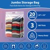 20 Gallon Jumbo Storage Bags, Pack of 3, Clear Plastic