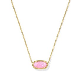 Kendra Scott Elisa Pendant Necklace for Women, Fashion Jewelry, Gold-Plated Brass, Carnation Kyocera Opal