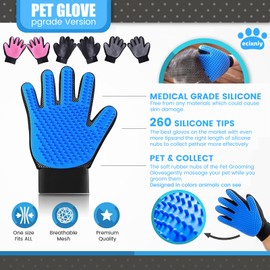 【ecixniy】Pet Grooming Gloves,One Pair Gentle BPA free dog washing glove,Pet Hair Remover,Cat Brush Fur Removal Groomer for all Pet Hair Removal Needs-For a Clean Home & Happy Fur Babies（1pair Pink）