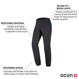 Ocun Men's Jaws Climbing Pants | Breathable Rock Climbing and Bouldering Gear, Black Caviar, Large