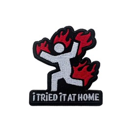 AKIKOPATCH I Tried It at Home Embroidery Iron On Patches, Size 3" Sew Patches for Clothes Backpacks Hats Jeans Bags, Funny Meme Embroidered Patches Iron On Fabric Patches DIY Gift for Boys Girls