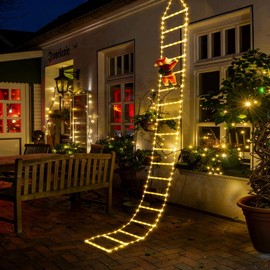 Luces Navideñas de Escalera 3M 240 LED con Santa Claus Desmontable (Blanco)