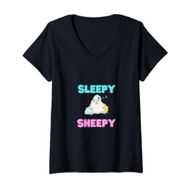 Womens Funny Sleepy Sheepy Pajama Night T-Shirt V-Neck T-Shirt