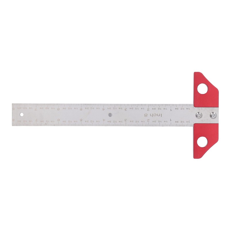T Square Ruler 8in Drawing Metal Woodworking Layout Measuring Scriber