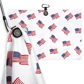US Flag Magnetic Golf Towel for Men Women Golfer - Microfiber Golf Towel Magnet with Waffle Texture - Strengthen Magnet Golf Towels for Strong Hold to Metal Objects
