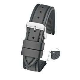 ALPINE Smooth & sporty silicone stitched watch band with quick release spring bars- Black/ White, Black/ Red, Black/Blue, Black/ Yellow, Black/ Orange in sizes 18mm, 20mm, 22mm & 24mm 22 mm