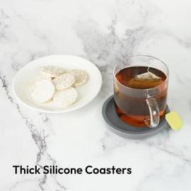 Carrotez Thick Silicone Coasters for Drinks, Round Bulky Cup Coasters for Coffee Table, Desk, Set of 2 - Grey