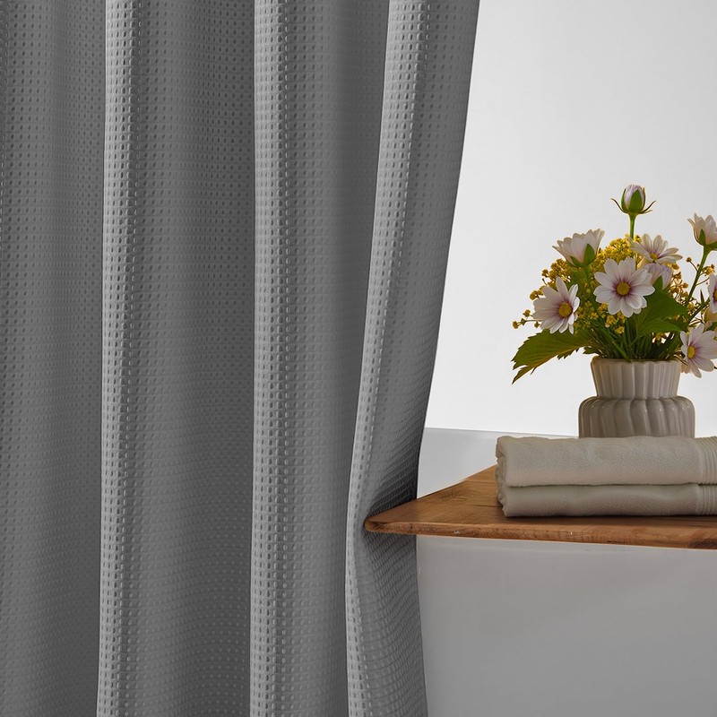 River Dream Heavyweight No Hooks Required Dotted Waffle Weave Shower