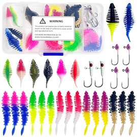 L PATTERN 30 PCS Forellen Gummi Set mit Box | Gummifische Forellenköder Kit | Gummiköder Set Forellen Angeln mit Jigkopf Kunstköder Trout Baits