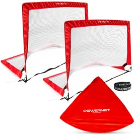 Powernet Set of 2 Pop Up Goals for Backyard, Kids Outdoor Indoor Soccer Net, Collapsible Mini Goalie Net, Portable Soccer Training Equipment (Rectangle, 4 x 3 FT)
