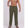 Puimentiua Mens Linen Pants Elastic Waist Drawstring Loose Fit Casual
