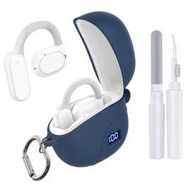 POZCIS Case for TAGRY K08 Open-Ear Wireless Headphones, Soft Silicone Protective Earbuds Case, Only Compatible with TAGRY K08 Open-Ear with Carabiner & Cleaner Kit Accessories Set(Dark Blue)