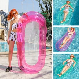 Wavy Floating Hammock Tube Net Mesh Boat for Water Play, Sea & Valley Pv30 160*90cm/Pink Floral Deck Chair (Random 2-piece)