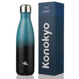 Konokyo Insulated Water Bottles,17 oz Double Wall Stainless Steel Vacumm Metal Flask for Sports Travel,Indigo Black