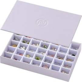 Neateam Jewelry Tray, 35 Grids Earring Ring Holder with Cover, Velvet Jewelry Drawer Organizers with Removable Divider, Jewelry Holder Organizer Display Case Storage for Women (Light Purple)