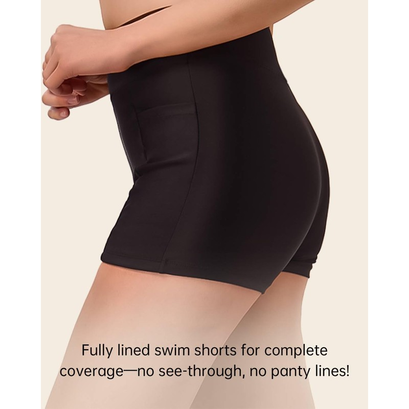 SINGNIER - Pantalones cortos de baño para mujer, de cintura
