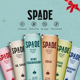 Spade Soda Deluxe Variety 12 Pack, Premium All-Natural, No Sugar, No Calories, Electrolytes, Magnesium, Potassium, Healthy Non GMO, Sweet Quality Stevia, No Artificial Sweeteners, Great Taste, Bold Taste