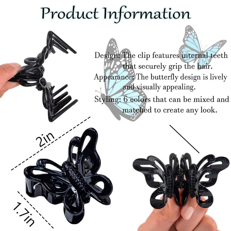 Outyua 6 Pack Small Butterfly Hair Clips Tortoise Shell Hair