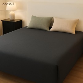 Addsoul Fitted Sheet 100% Cotton Oeko Tex Standard 100 Certified, Made in Turkey Sizes (Grey, 140-160 x 200 cm)