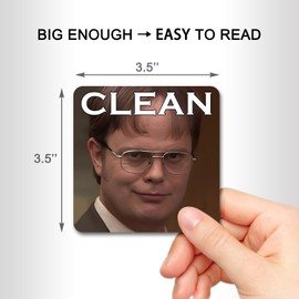 DUNGGLE Dishwasher Μagneτ Clean Dirty Sign Indicator, Washing machine Μagneτ Double Sided Kitchen Dish Washer Refrigerator Μagneτ Flip with Μagneτic Plate