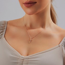 HERIER Cross Necklace for Women Dainty Silver Necklace Silver Plated Tiny Cross Pendant Necklace Simple Silver Cross Necklaces for Women Trendy Silver Jewelry for Women Gifts