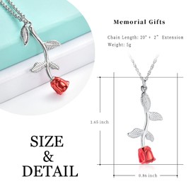 Rose Flower Urn Necklace Cremation Jewellery for Ashes for Women Girls Urn Keepsake Pendant Human Pet Memorial Locket Holder, Stainless Steel, No Gemstone