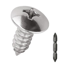 #14 x 3/4" Truss Head Wood Screws (25 pcs), 18-8 (304) Stainless Steel, Phillips Drive Truss Head Self Tapping Screws, Fayeploo (with Phillips Driver Bit)