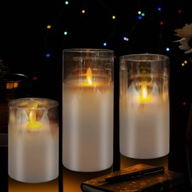 WELDMON 3 Piezas Velas LED Grandes, Velas de Té LED, Flama Realista con Movimiento, Libres de Humo, Velas Electricas para Fiestas, Bares y Decoración del Hogar (Sin Batería y Control Remoto) (Gris)