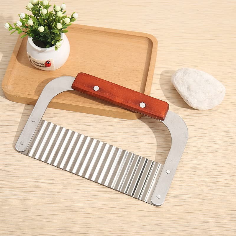 AIMALL 1PC Potato Crinkle Cutter Dough Wavy Slicer Steel Kitchen