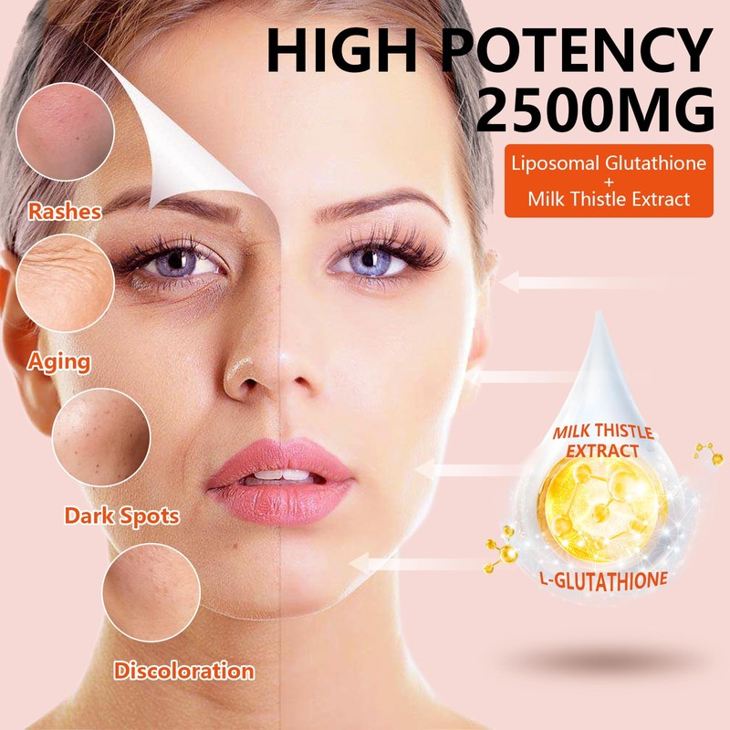 2 Packs 2500MG Liposome Glutathione Gummies, Composite L-Cysteine, Collocation Milk
