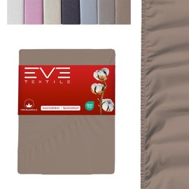 EVE Textile® Fitted Sheet Set of 1 160 x 200 cm Light Brown; Fitted Sheet Fitted Sheet; Jersey Sheet for Box Spring Bed and Mattress; Washable up to 60 Degrees; Soft and Allergy Sufferers