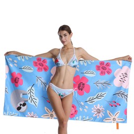 CHARS Microfiber Quick Drying Beach Towels (30" x 60") with a Carrying Bag, Super Absorbent Towel, Sand Free Towel, for Kids, Teens, Adults, Travel, Gym, Camping, Pool, Yoga, Outdoor and Picnic