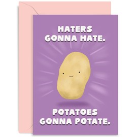 Old English Co. Funny Thinking Of You Card - Potatoes Gonna Potate Positive Greeting Card for Friend - Cute Sorry Card, Feel Better, Bad News, Get Well | Blank Inside with Envelope