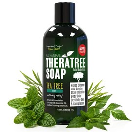 Antifungal Soap with Tea Tree Oil & Neem 12oz. Helps Wash Away Athletes Foot, Body Odor, Acne, Jock Itch, Nail Fungus, Ringworm. Foot & Body Wash. 100