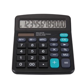 Desk Calculator 12 Digit Office Calculators with Large Screen Display, Dual Solar Power and Battery, Recessed Big Button Calculator for Office Home School (Black)