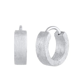 Kuzzoi Men's Brushed Hoop Earrings, 1 Pair of Folding Hoop Earrings (13 mm) Round, Earrings for Men, Hoop Earrings Made of 925 Sterling Silver, High-Quality Hoop Earrings for Men, Sterling Silver