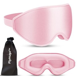 3D Travel &amp; Home Sleep Mask | Ultra-Soft  100% Light-Blocking Eye for Deeper Zero Pressure Adjustable Strap with Nose Bridge Design Perfect and Insomnia - Color: Pink