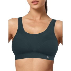 Yvette Sports Bra Strong Hold Adjustable Straps Backless Padded Fitness Running Jogging Bustier, gray