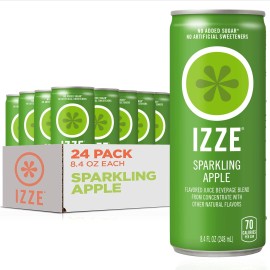 Tropicana Brands Group IZZE Sparkling Juice Beverage Blend, Apple, No Sugar Added, 8.4 FL OZ, 24 Cans