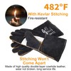 TOPDC Fireplace Gloves 14 Inches Welding Gloves Fire/Heat Resistant Leather