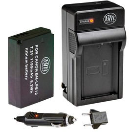 BM Premium LP-E12 Kit de batería y Cargador para cámaras Canon EOS-M, EOS M2, EOS M10, EOS M50, EOS M50 Mark II, EOS M100, EOS M200, SX70 HS, Rebel SL1