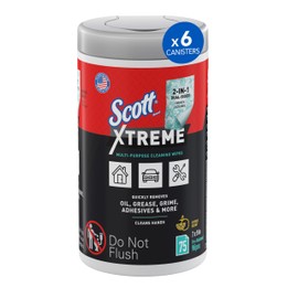 Scott® Xtreme Multi-Purpose Cleaning Wipes (54591), Heavy Duty Textured Extreme Cleaning Wipes with Citrus Scent, 9"x7" sheets (6 Canisters/Case, 75 Sheets/Canister, 450 Sheets/Case)