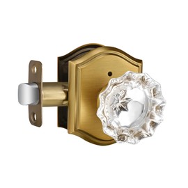 Dllween Antique Brass Glass Door Knobs, Crystal Door Knob Interior with Lock, Vintage Privacy Antique Door Knob for Bathroom Bedroom