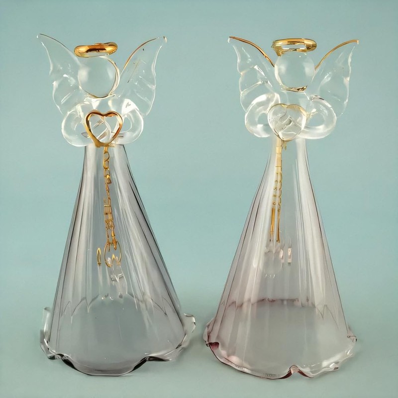 forkart cute handmade glasswork angel bell pink