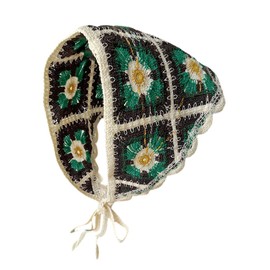 Crochet Floral Headbands for Women Bandana Head Kerchief Knitted Hair Scarf Mesh Hair Scarves for Women Girls Summer, Style A-black/Coffee, One Size