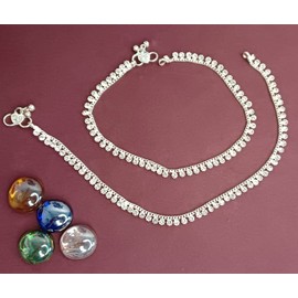 Efulgenz Indian Silver Tone Bell Charms Tassel Chain Anklet Set Bracelet Payal Foot Jewelry