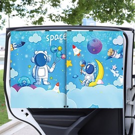 Car Sun Shade for Baby - EOHMAK Car Side Window Sun Shade Cover Upgrade Double Opening Car Interior Curtain Sun Blocker Blind (Light Blue Space, 1 Pack)